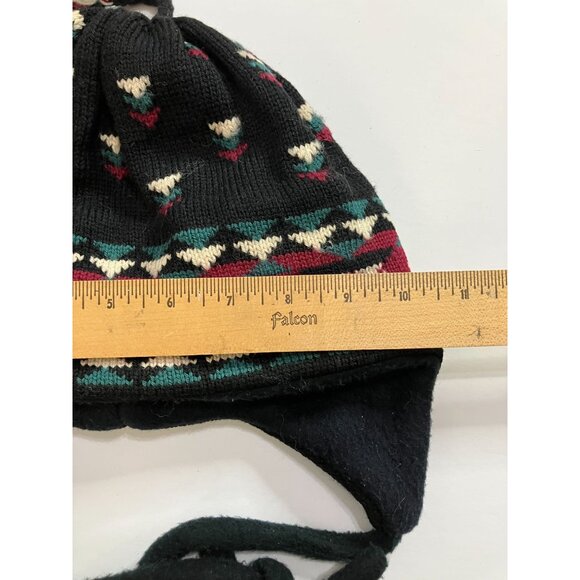 Turtle Fur Women's Black Knit Beanie With Ear Flaps & Tassel - Picture 7 of 8